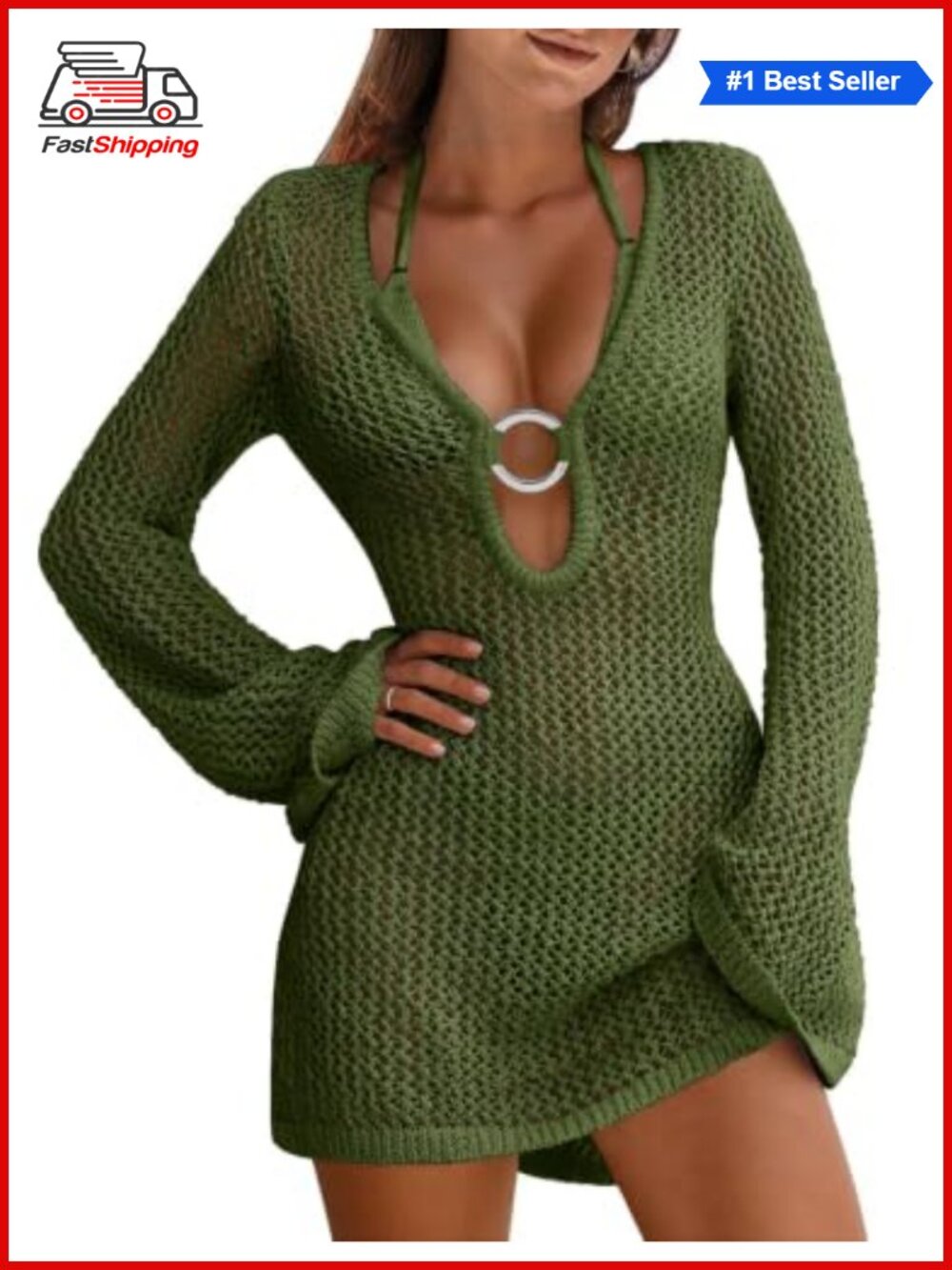 ✨ ANRABESS Women Swimsuit Coverup Swimwear Crochet Bathing Suit Beach Dress